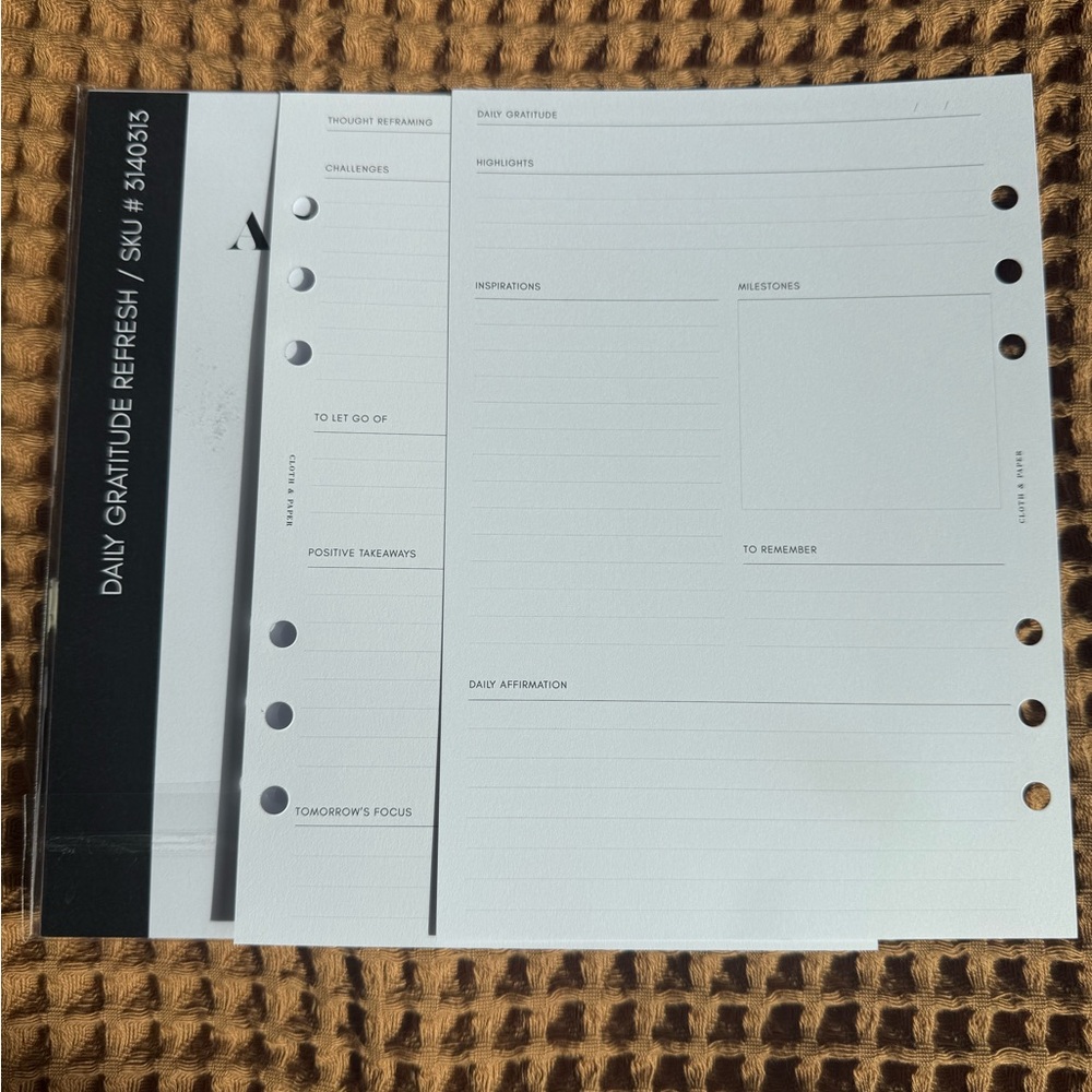 Cloth & Paper Planner Inserts | Daily Gratitude Refresh A5